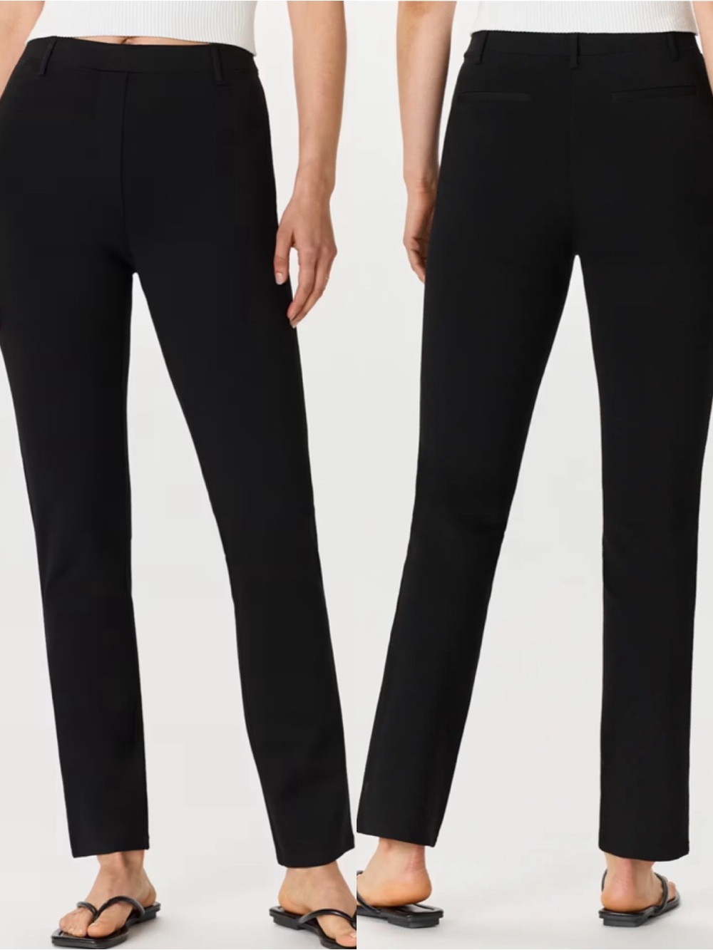 Quince Ultra-Stretch Ponte Straight Leg Pants Black Office